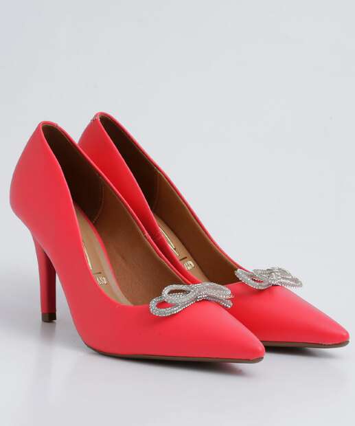 Scarpin Feminino Salto Fino Laço Strass Vizzano