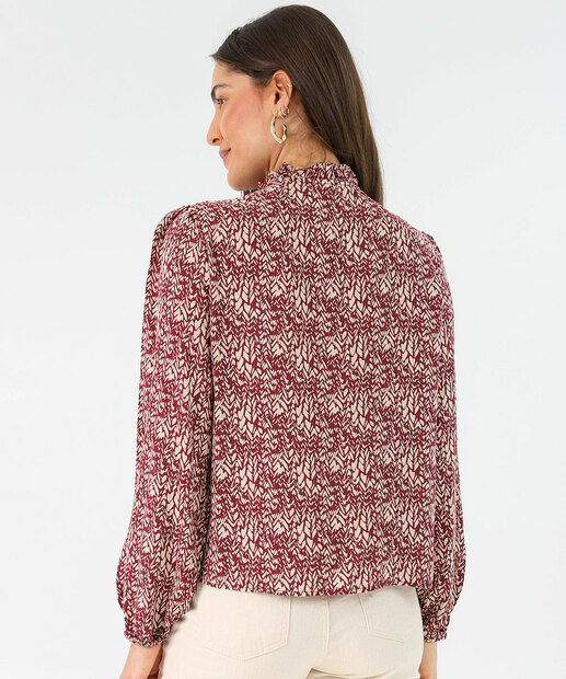 Blusa Feminina Estampada Manga Longa Marisa Bege