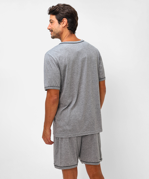 Pijama Masculino Liso Manga Curta MR Cinza