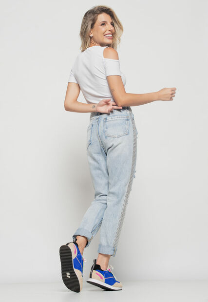 Blusa  Ombro Vazado Manga Curta Canelado Branco