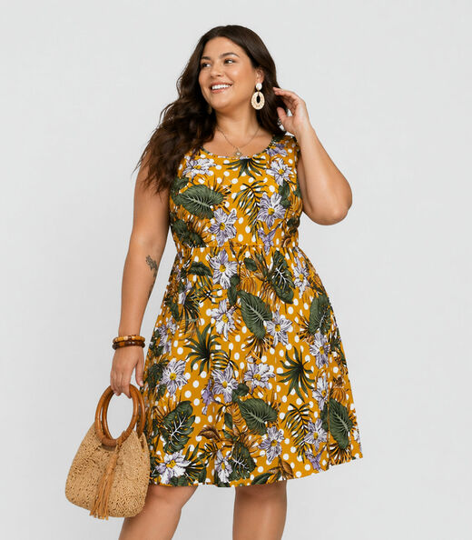 Image_Vestido Feminino Curto Plus Size Em Suplex Select Amarelo