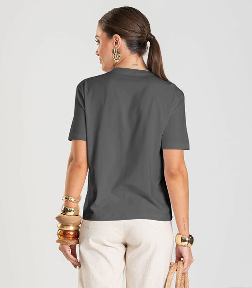 Blusa Feminina Com Detalhe em Nó Dianna Cinza
