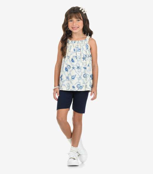 Conjunto Regata Com Ciclista Rovi Kids Bege