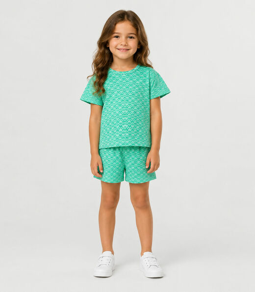 Conjunto Menina Infantil Blusa Com Short Select Verde