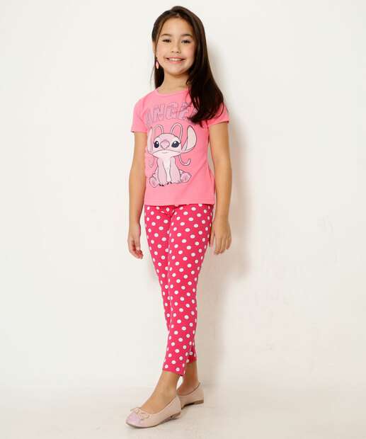 Calça Infantil Legging Estampa Poá Marisa Tam 4 a 10