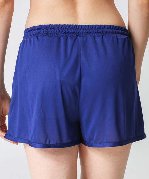 Short Saída De Praia Feminino Amarração Marisa Azul