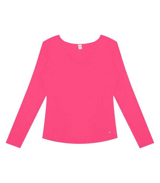 Image_Blusa Manga Longa Em Ribana Canelada Rovitex Rosa