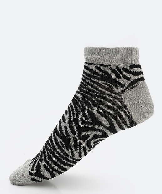 Kit 3 Pares Meias Cano Curto Feminina Animal Print Marisa 