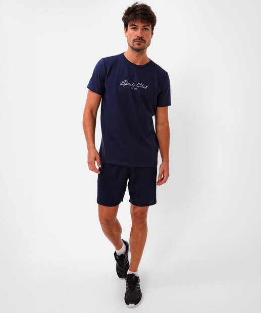 Camiseta Masculina Textura Estampada Marisa Azul