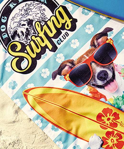 Toalha de Praia Aveludada Dog Surf Lepper
