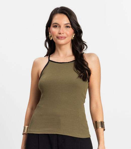 Regata Feminina em Ribana de Viscose Rovitex Verde