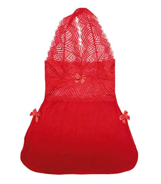 Camisola Adulto Com Renda Dukali Vermelho
