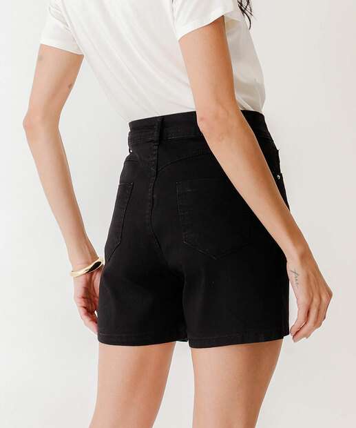 Short Jeans Feminino Bolso Cintura Alta 