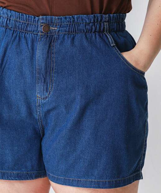 Shorts Clochard Plus Size Feminino Jeans Azul