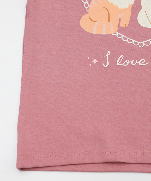 Camiseta Infantil Gatos Marisa Tam 1 a 3 Rosa