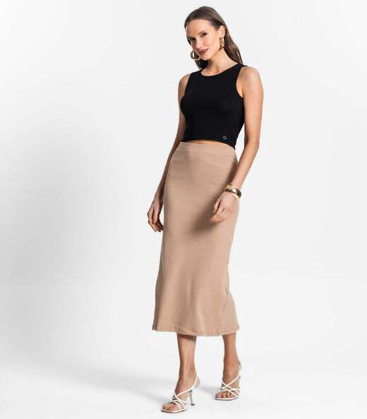 Saia Midi De Ribana Feminina Endless Marrom