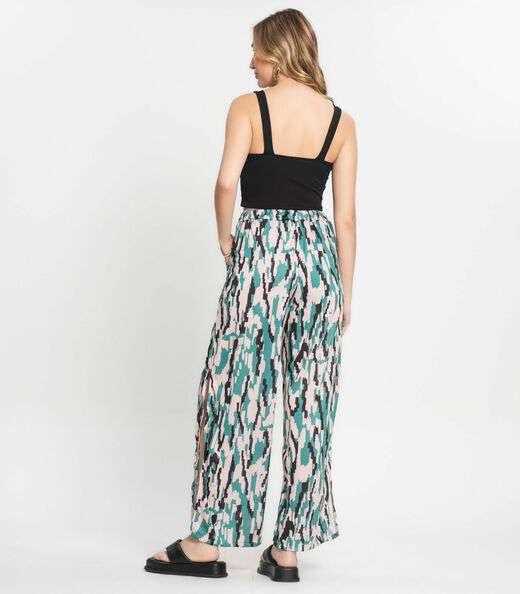 Conjunto Feminino Cropped e Calça Estampada Select Preto