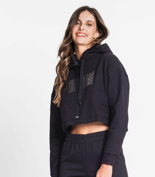 Blusão Feminino Com Capuz Rovitex Preto