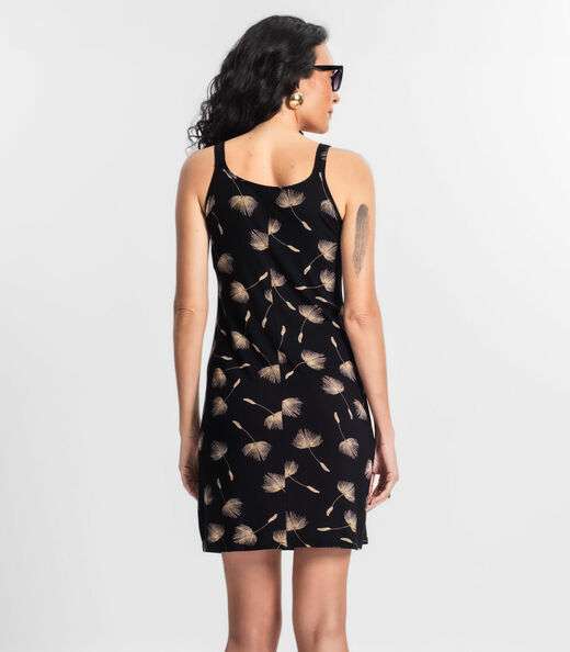 Vestido Estampado Rovitex Preto