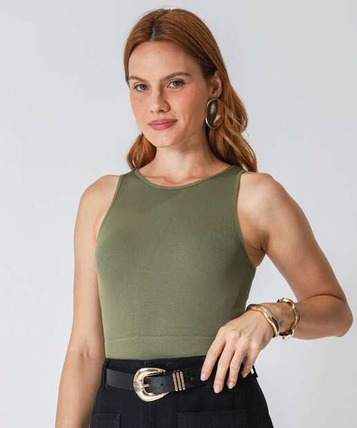 Image_Blusa Regata Feminina Sem Costura Canelada Marisa Verde