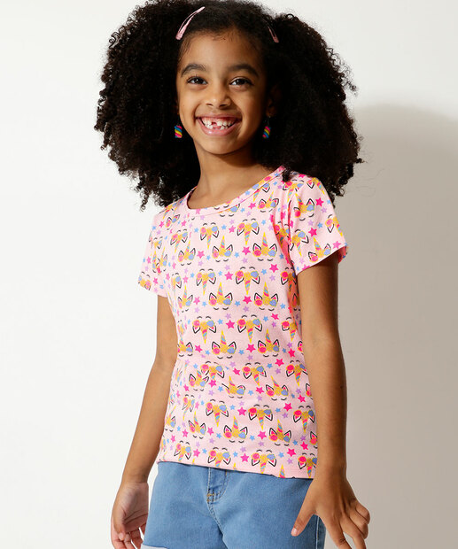 Camiseta Infantil Estampa Unicórnio Marisa Tam 4 a 10