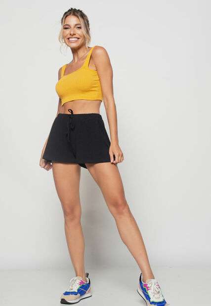 Short  Godê Canelado Preto