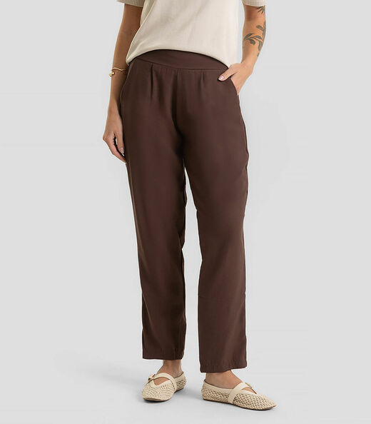 Calça Pantalona Feminina Em Alfaiataria Dianna Marrom