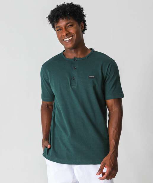 Image_Camiseta Masculina Botões Marisa Verde
