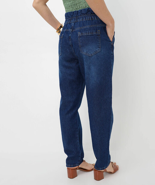 Calça Jeans Feminina Clochard Bolsos Azul
