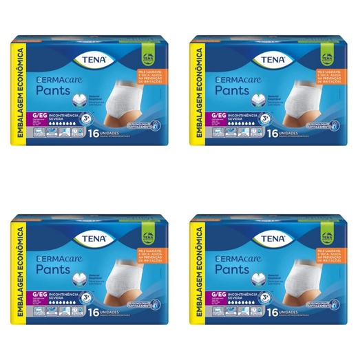 Image_Kit 4 Fraldas Adulto Tena Pants Dermacare G/Eg 16 Unidades cada