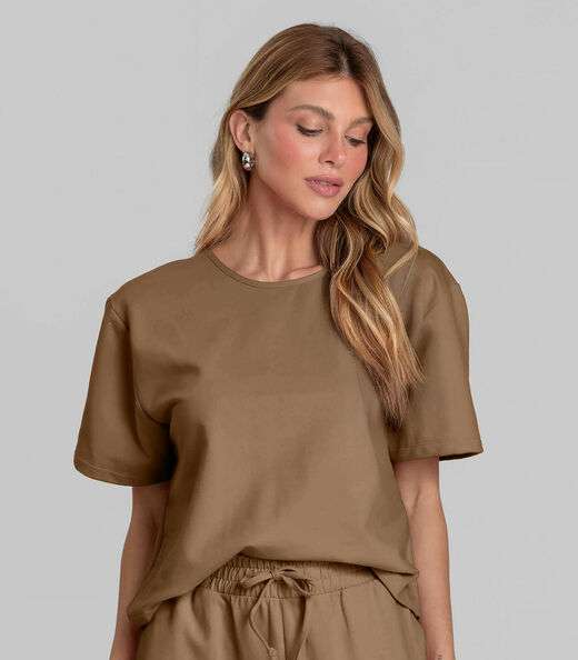 Conjunto Feminino em Molecotton Dianna Marrom