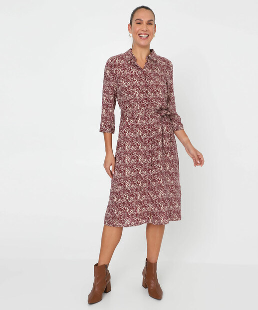 Image_Vestido Feminino Chemise Midi Estampada Marisa Vinho
