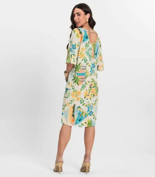 Vestido Feminino Estampado Infinita Cor Bege