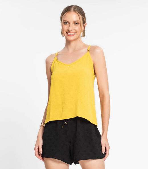 Image_Blusa De Alça Regulável Em Air Flow Poá Rovitex Amarelo
