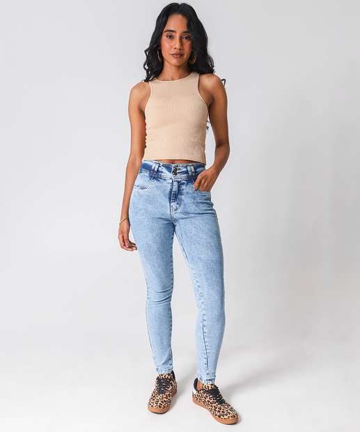 Image_Calça Jeans Skinny Feminina Marmorizada Azul