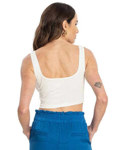 Top Cropped Ribana Básico Rovitex Branco