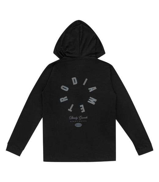 Camiseta Masculina Manga Longa Com Capuz Diametro Preto