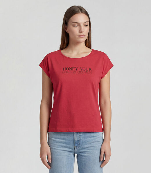 Image_Blusa Feminina Manga Curta Estampada Infinita Cor Vermelho