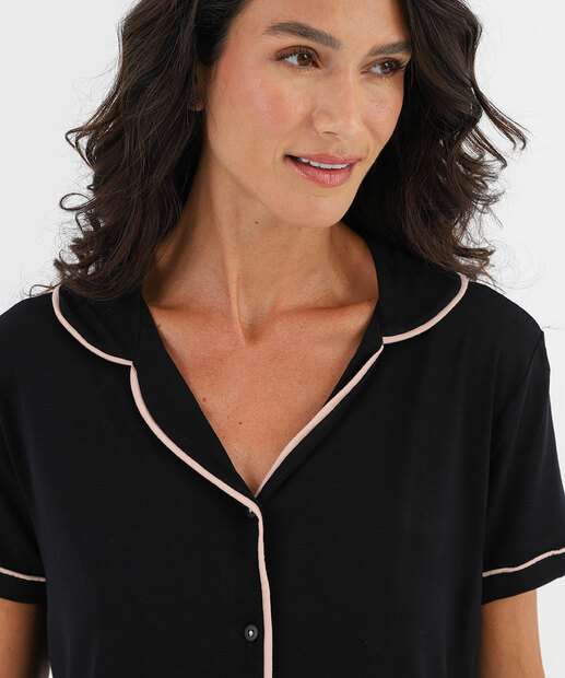 Pijama Americano Feminino Viés Marisa Preto