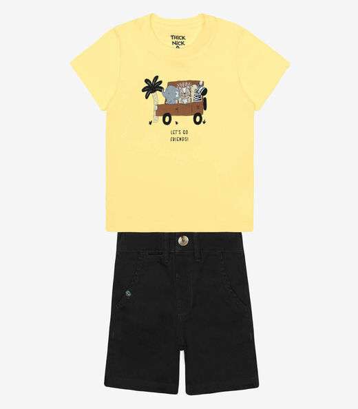 Image_Conjunto Infantil Camiseta Com Bermuda Trick Nick Amarelo