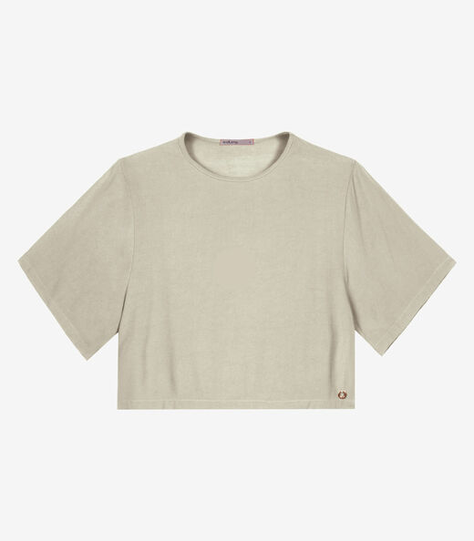 Blusa Feminina Box Manga Ampla Viscose Endless Bege