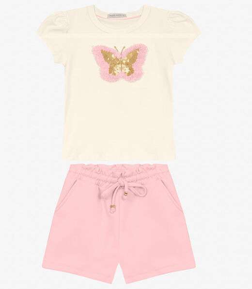 Conjunto Blusa com Shorts Menina Trick Nick Rosa