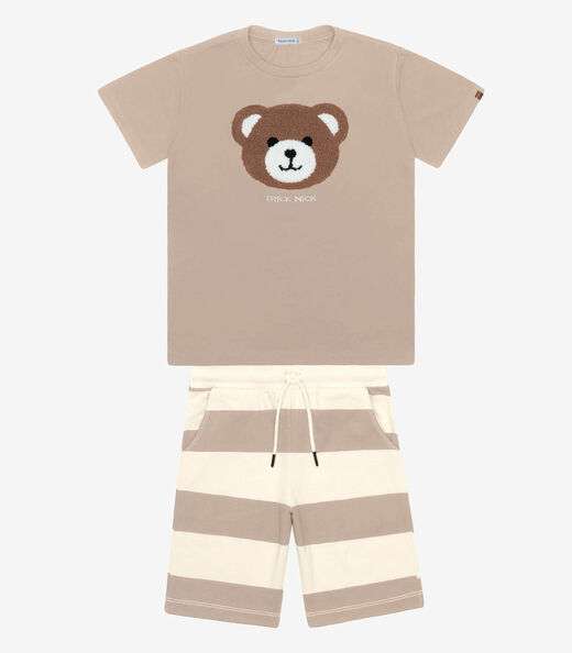 Image_Conjunto Infantil Camiseta Com Bermuda Trick Nick Marrom