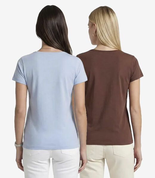 Kit 2 Blusas Femininas Cotton Com Estampa Infinita Cor Sortidas