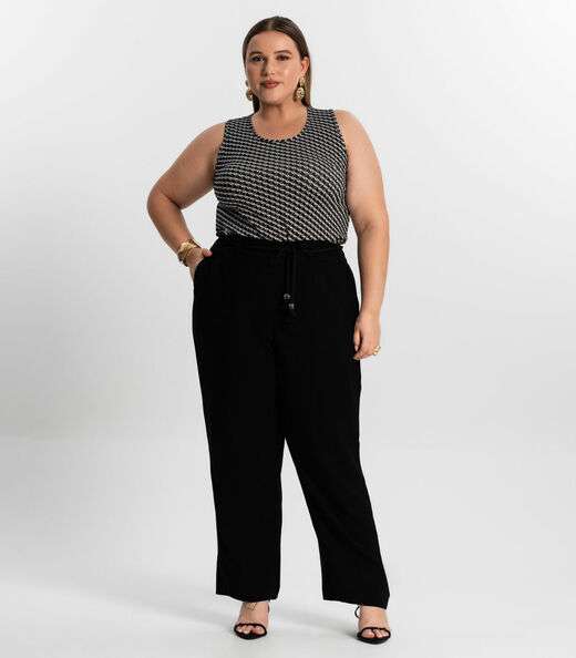 Regata Feminina Plus Size Estampada Secret Glam Preto