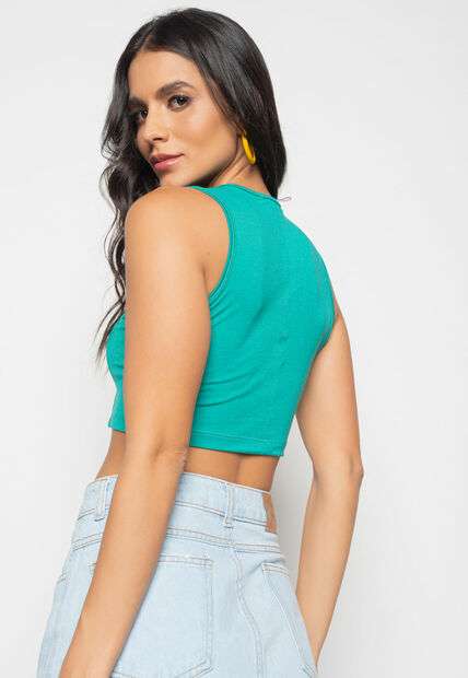 Cropped Brasil Regata Recorte Malha Verde Salvatore Fashion