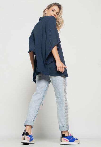 Kimono  Canelado Azul Salvatore Fashion