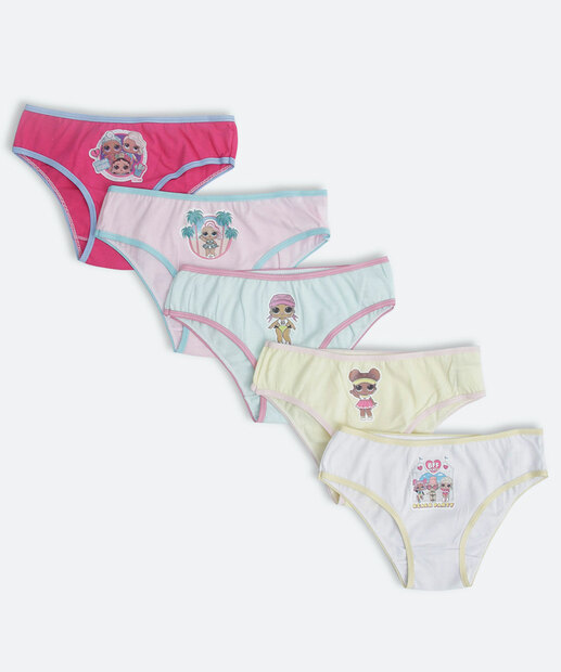 Kit 5 Calcinhas Infantil Estampadas Lol Tam 2 a 10  