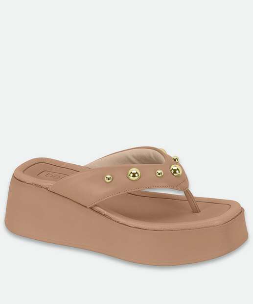 Image_Tamanco Feminino Flatform Tachas Beira Rio Bege