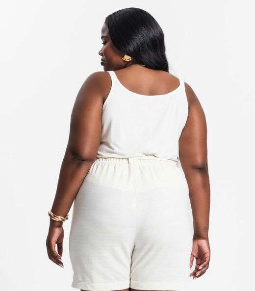 Blusa De Alça Feminina Plus Size Secret Glam Bege